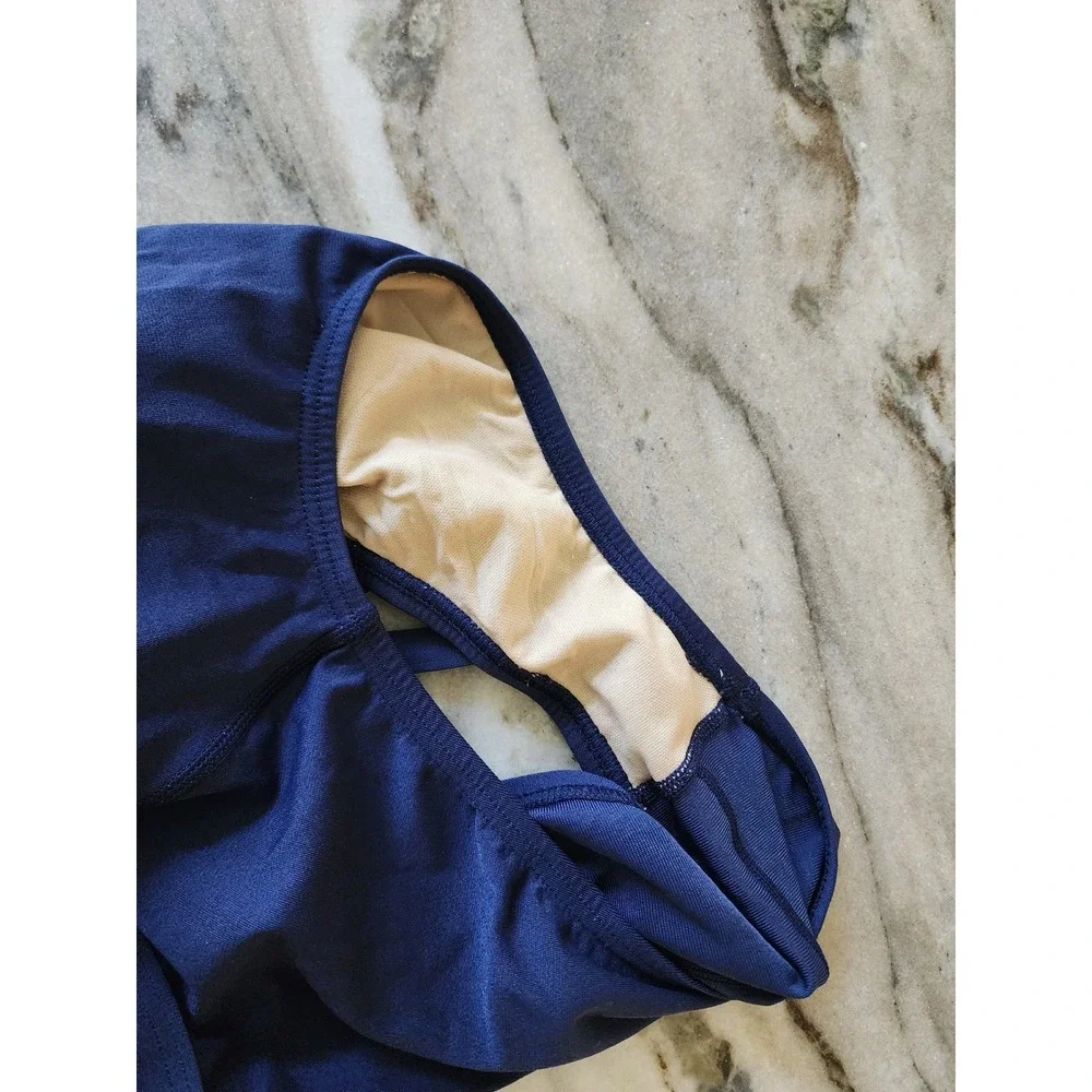 Vintage 90s Speedo Lifeguard One Piece Swimsuit Navy Blue Crossback PBT Womens